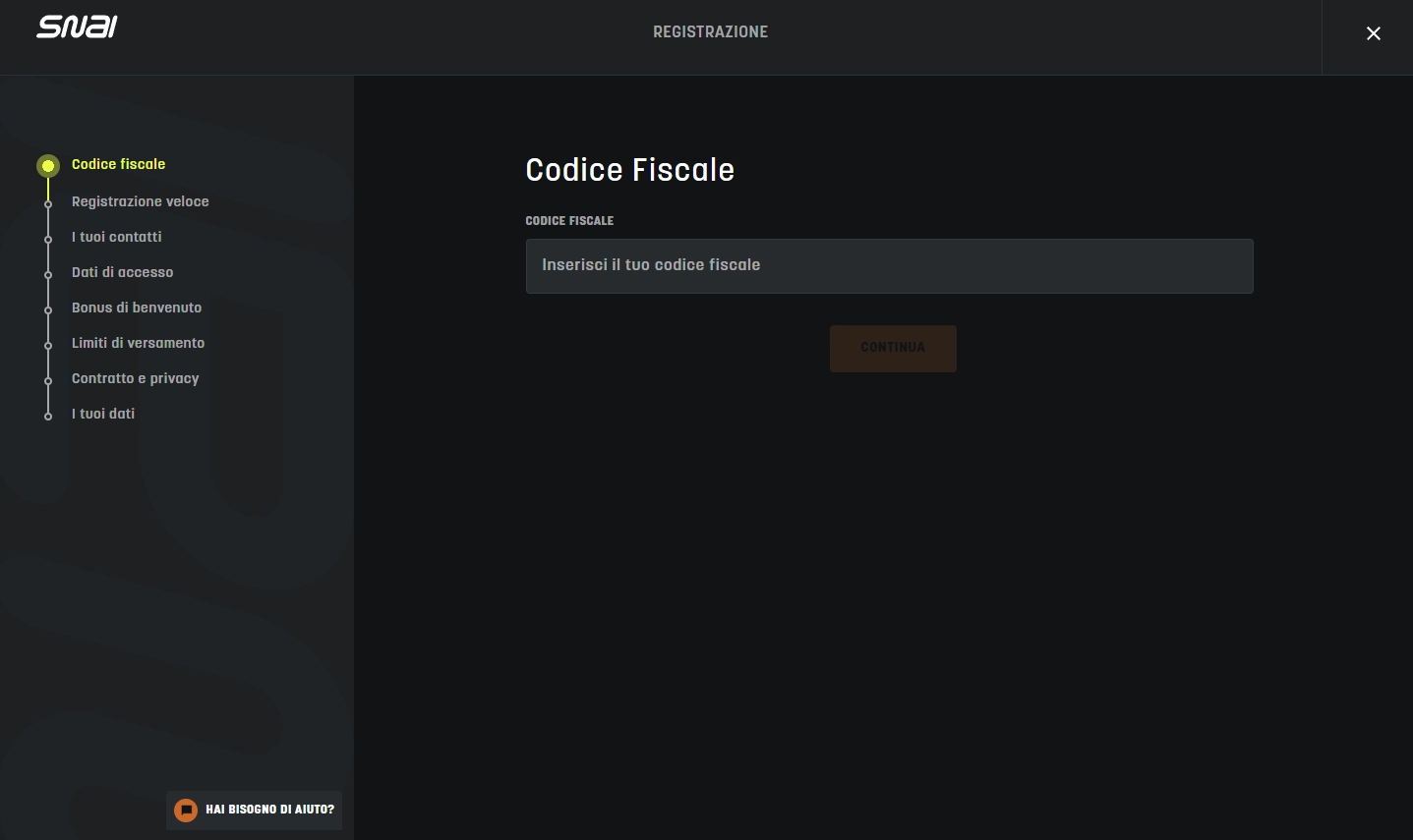 Snai Casino Registration Process